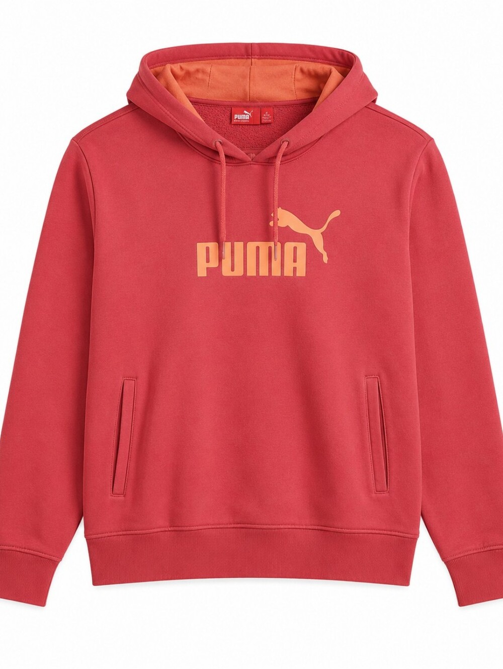 Puma Logo Hoodie Coral Pink Pullover Sweatshirt Athleisure Sx LG